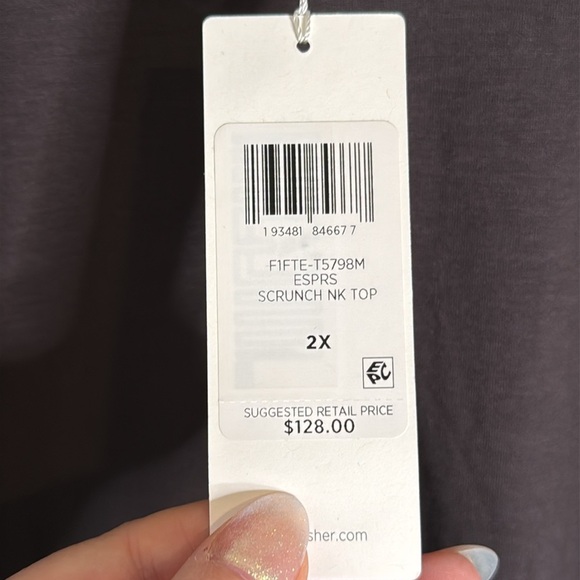 NWT Eileen Fisher Brown Scrunch Neck Blouse Size 2X - Picture 3 of 5